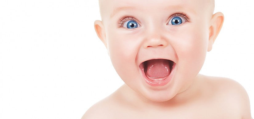 Baby teething, biting on a teething ring